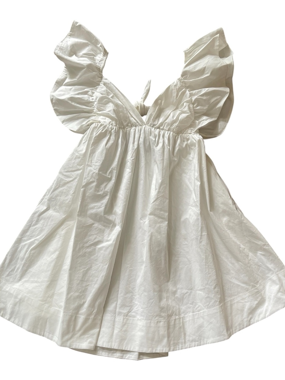 White Mini Dress with Ruffled Sleeves